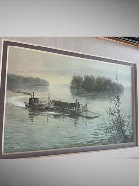 Vintage Ben Hampton “Bridgeport Ferry” Framed Tennessee River Print